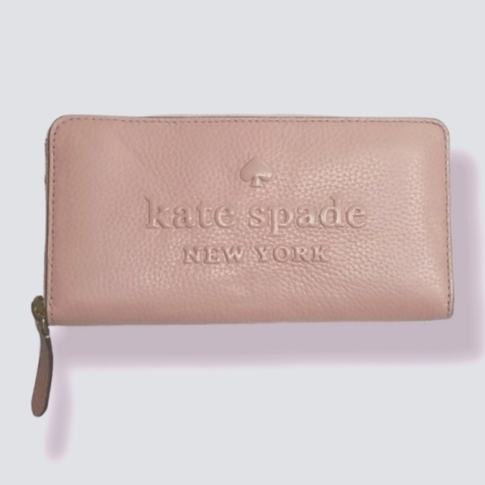 Kate Spade Pink Pebble Leather Zippered Wallet